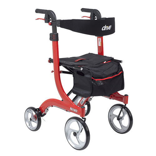 Drive Medical RTL10266-T Nitro Euro Style Rollator Rolling Walker, Tall, Red